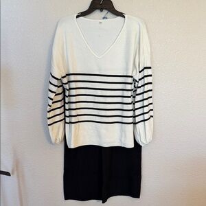 Striped V-Neck Sweater and Pants Set